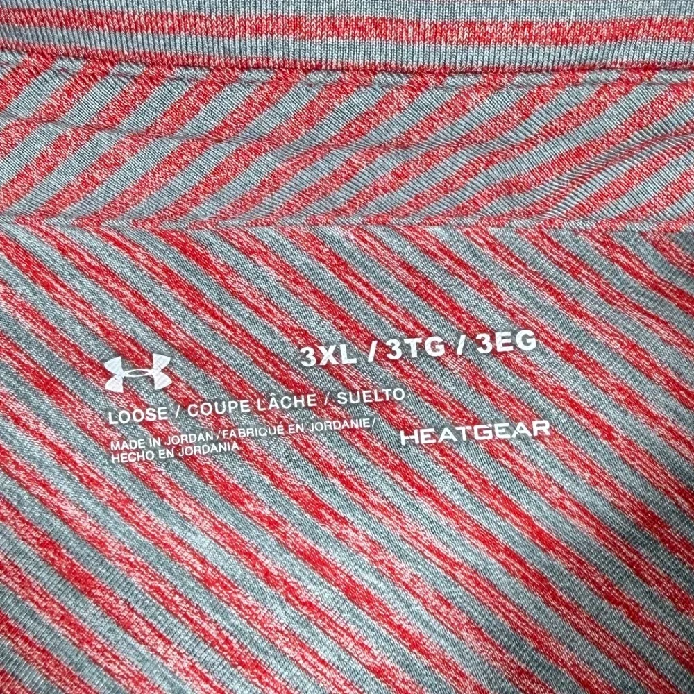 Under Armour Mens 3XL Red Gray Striped HeatGear Performance Golf Polo Shirt - Picture 4 of 6